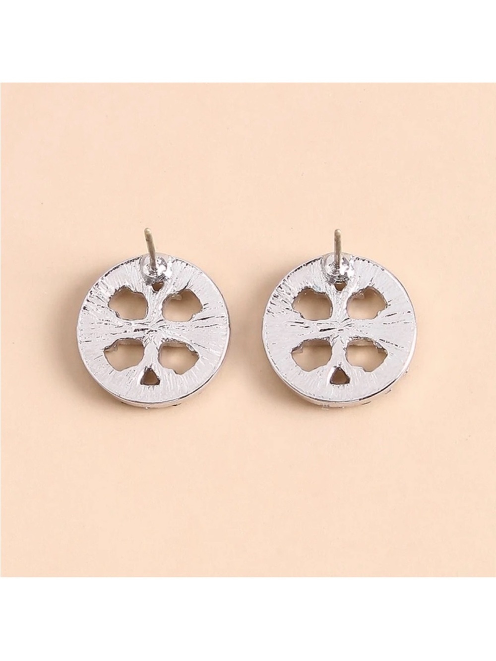 New! Tory Burch-Inspired Silver Reverse T QZ Earring Stud OS - Picture 4 of 6